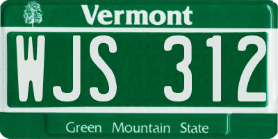VT license plate WJS312