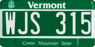 VT license plate WJS315