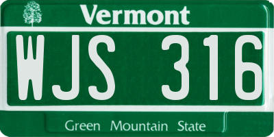 VT license plate WJS316