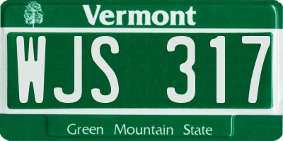 VT license plate WJS317