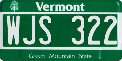VT license plate WJS322