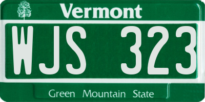 VT license plate WJS323