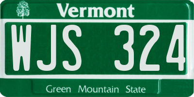 VT license plate WJS324