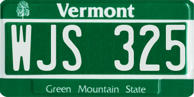 VT license plate WJS325