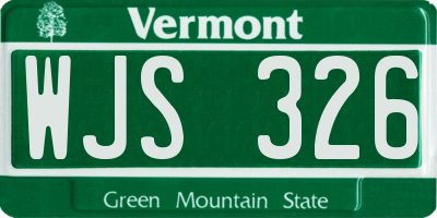 VT license plate WJS326