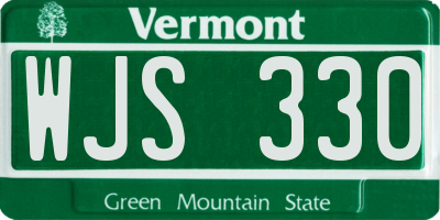 VT license plate WJS330