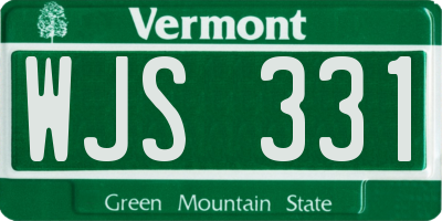 VT license plate WJS331