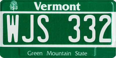 VT license plate WJS332