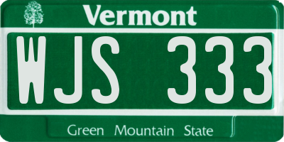 VT license plate WJS333