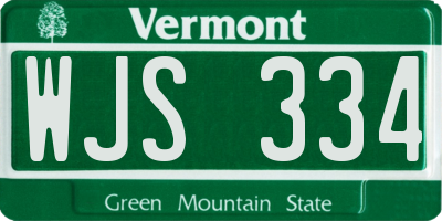 VT license plate WJS334