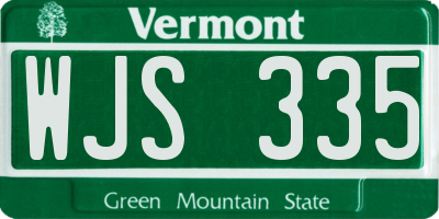 VT license plate WJS335