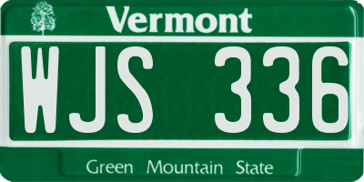 VT license plate WJS336