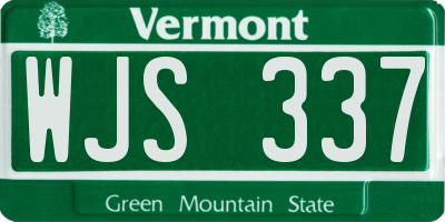 VT license plate WJS337