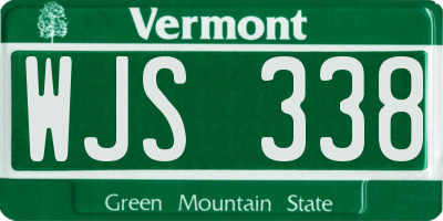 VT license plate WJS338