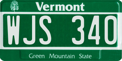 VT license plate WJS340