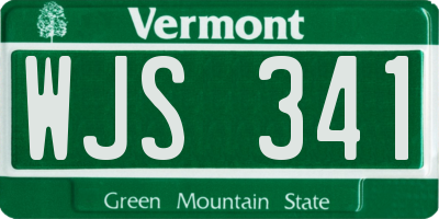 VT license plate WJS341