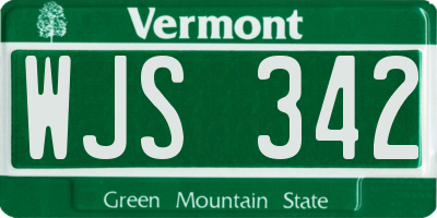 VT license plate WJS342