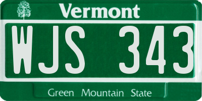 VT license plate WJS343