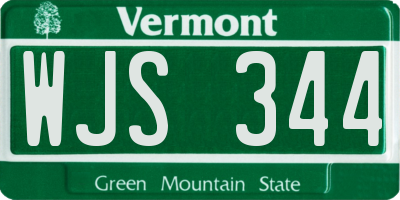 VT license plate WJS344