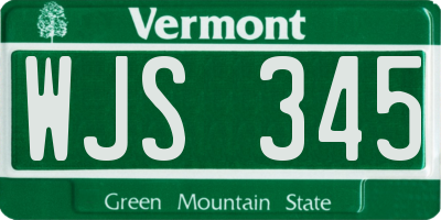 VT license plate WJS345