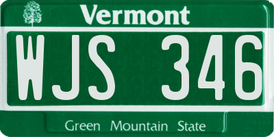 VT license plate WJS346