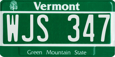 VT license plate WJS347