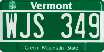 VT license plate WJS349