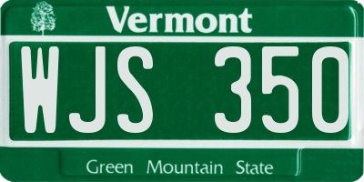 VT license plate WJS350