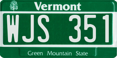 VT license plate WJS351