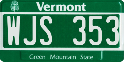 VT license plate WJS353