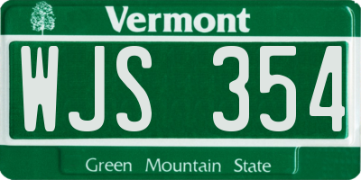 VT license plate WJS354