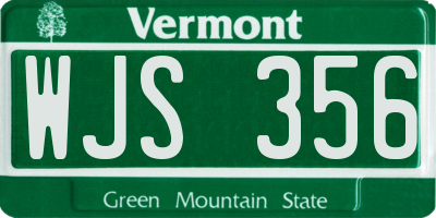 VT license plate WJS356