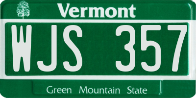 VT license plate WJS357