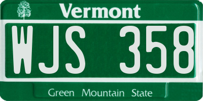 VT license plate WJS358
