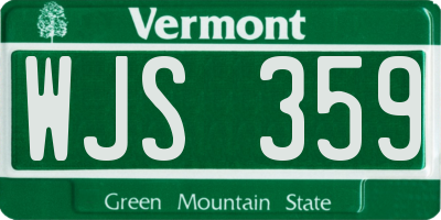VT license plate WJS359