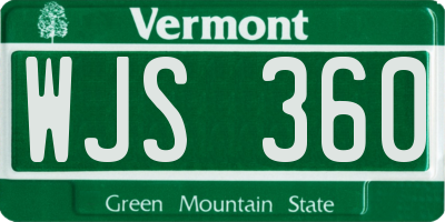 VT license plate WJS360