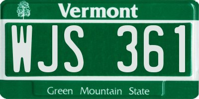 VT license plate WJS361