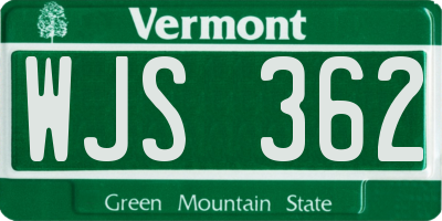 VT license plate WJS362
