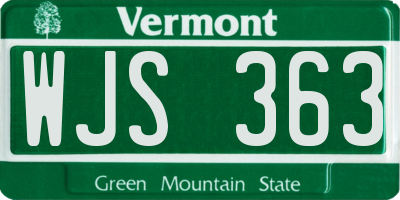 VT license plate WJS363