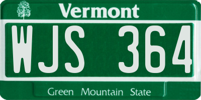 VT license plate WJS364
