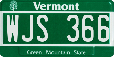 VT license plate WJS366