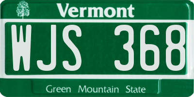 VT license plate WJS368