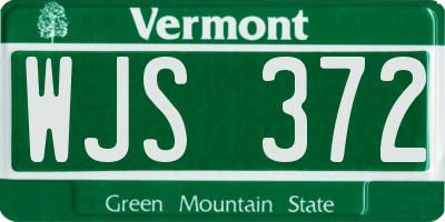 VT license plate WJS372