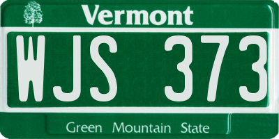 VT license plate WJS373