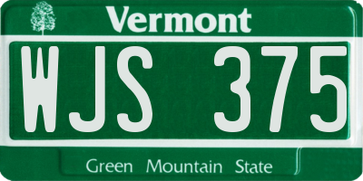 VT license plate WJS375