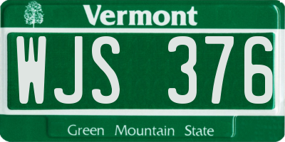 VT license plate WJS376