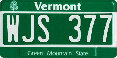 VT license plate WJS377