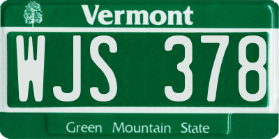 VT license plate WJS378