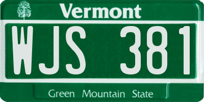 VT license plate WJS381