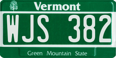 VT license plate WJS382